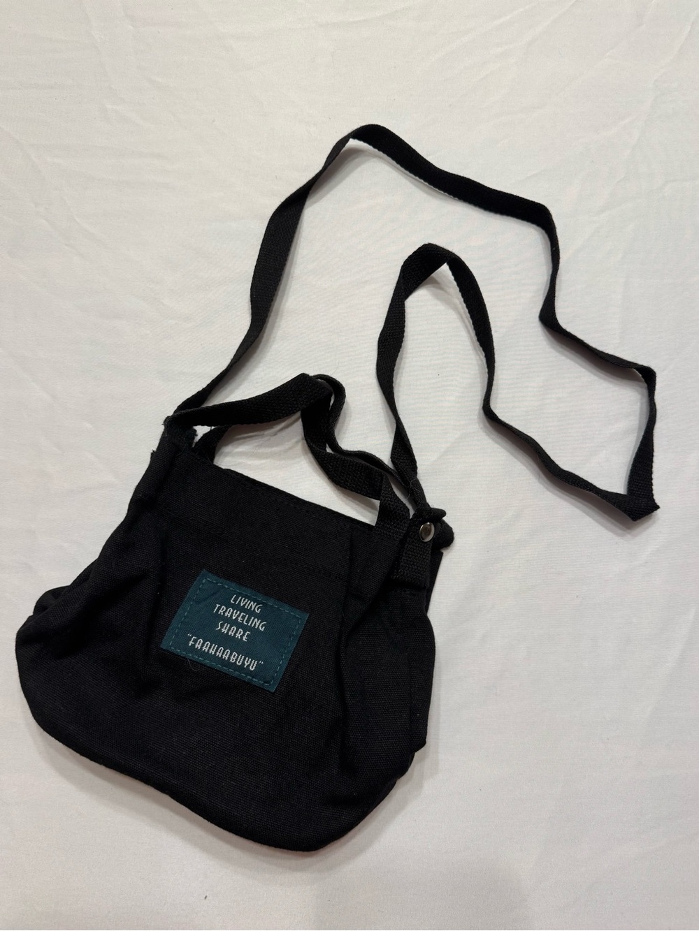 Black Canvas Crossbody Travel Bag
